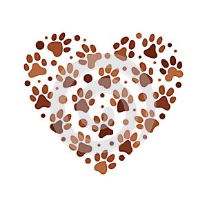 Paw Print vector Heart - Animal Footprints heart-shaped illustration