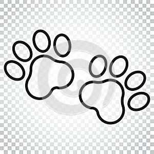 Paw print vector icon in line style. Dog or cat pawprint illustration. Animal silhouette. Simple business concept pictogram on is
