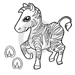 Paw print with zebra Coloring Pages vector