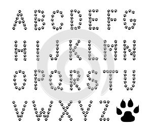 Paw prints alphabet - cdr format