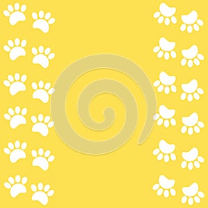 Paw prints animal on a yellow background