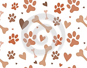 paw prints background and bones