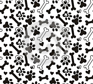 paw prints background with bones