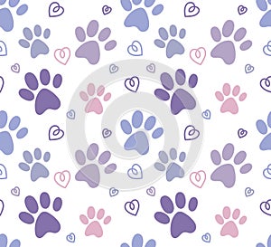 paw prints background with hearts