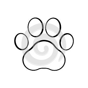 Paw prints. Dog or cat vector, icon. Footprint pet. Foot puppy isolated on white background. Black silhouette paw. Cute shape paw