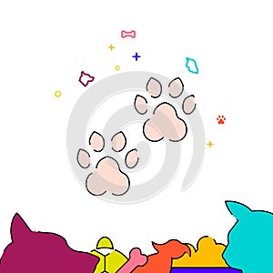 Paw prints filled line icon, simple illustration