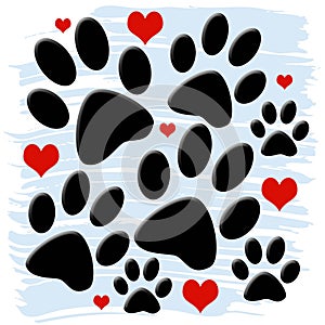 Paw Prints and Hearts