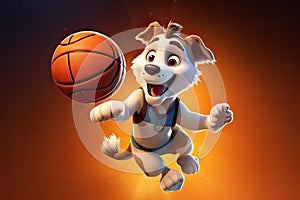From Paw Prints to Perfect Shots: A 3D Dog\'s Elegant Basketball Journey on Golden Brown Gradient Background