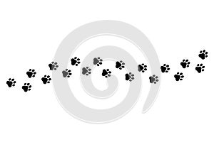 Paw vector foot trail print on white background.vector cat or Dog, path pattern animal tracks, isolated on white background