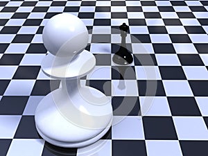 Pawn against queen on a chessboard