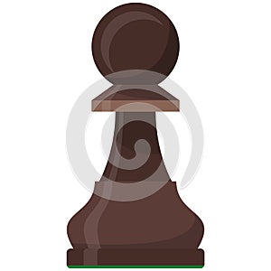 Pawn playing chess piece isolated flat vector icon
