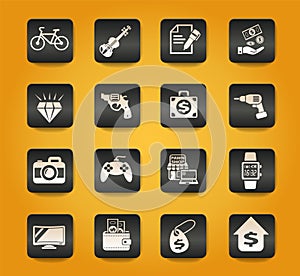 pawn shop icon set