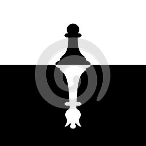 Pawns silhouette with queen ambition. Chess competition. Success business strategy. Vector illustration