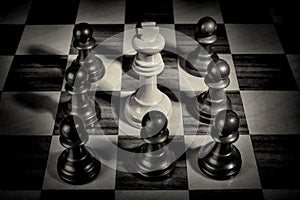 Pawns surrounding king