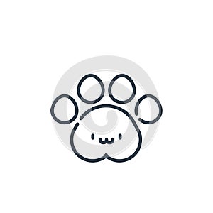 pawprint vector icon isolated on white background. Outline, thin line pawprint icon for website design and mobile, app development