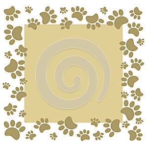 Paws animal prints frame card with blank space