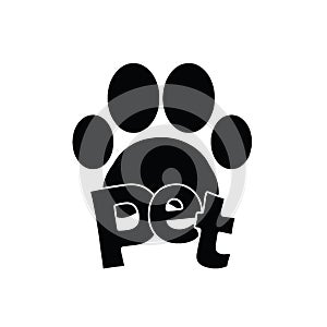 Paws with the text pet on white background