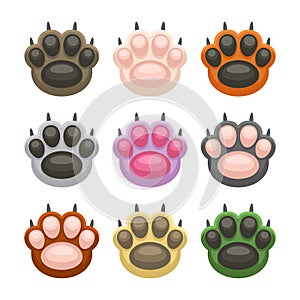 Paws Up Pets Set on White Background. Vector