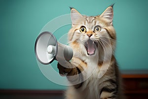 Pawsitively vocal cat signals through hand speaker, giving vital updates