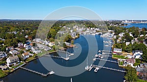 Pawtuxet village aerial view, Cranston, RI, USA