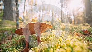 Paxillus Involutus In Autumn Forest In Belarus. Brown Roll-rim, Common Roll-rim, Or Poison Pax, Is A Basidiomycete