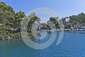 Paxos Island, Old city view from a tourist boat, Greece, Europe