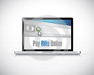 Pay bill online message on a computer laptop