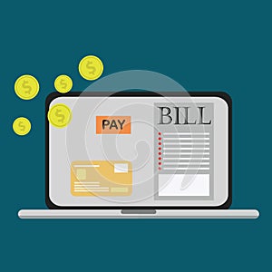 Pay bills tax online receipt via computer or laptop.