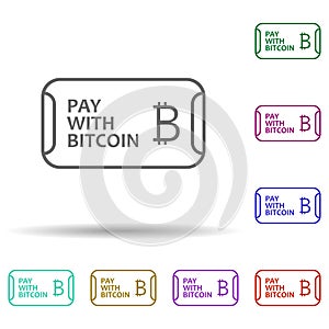 Pay with bitcoin multi color icon. Simple thin line, outline vector of bitcoin blockchain icons for ui and ux, website or mobile