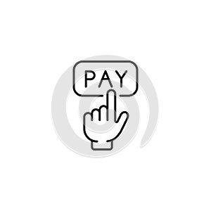 Pay button with hand cursor line icon