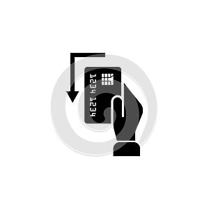 Pay Card in Hand Flat Vector Icon