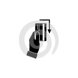 Pay Card in Hand Flat Vector Icon