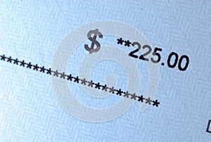 Pay check amount on paper photo
