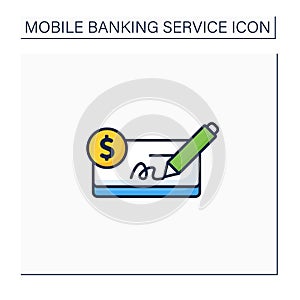 Pay in cheques color icon