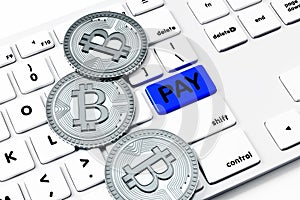 Pay, cryptocurrency and payment concept