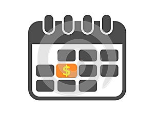 Pay day / Payday - calendar with financial symbol of US dollar.