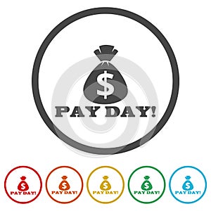 Pay day ring icon, color set
