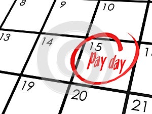 Pay day word on calendar