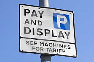 Pay and Display Parking Sign