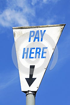 Pay Here sign.