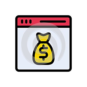 Pay vector line colour icon
