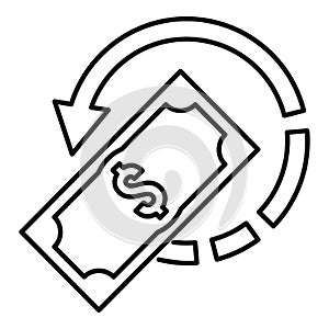 Pay money cash back icon, outline style