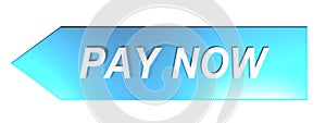 PAY NOW on blue arrow - 3D rendering
