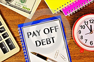 Pay off your debts-a text message on the business event planning form.