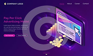 Pay per click advertising isometric landing page