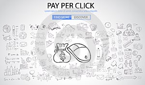 Pay Per Click concept with Doodle design style photo