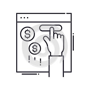 Pay per click concept icon, linear isolated illustration, thin line vector, web design sign, outline concept symbol with