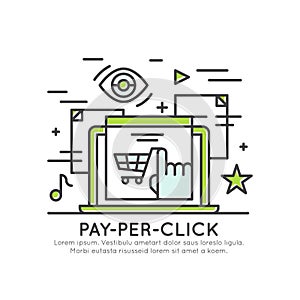 Pay Per Click Concept Marketing, Banner Advertisement, Internet Marketing