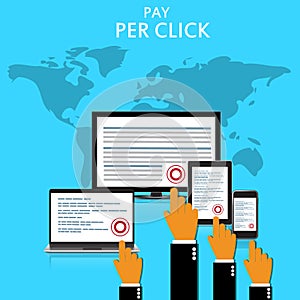 Pay per click concept, vector illustration