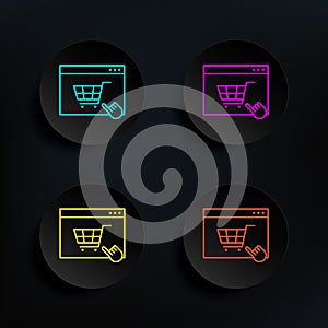 Pay per click dark badge color set icon. Simple thin line, outline vector of web icons for ui and ux, website or mobile
